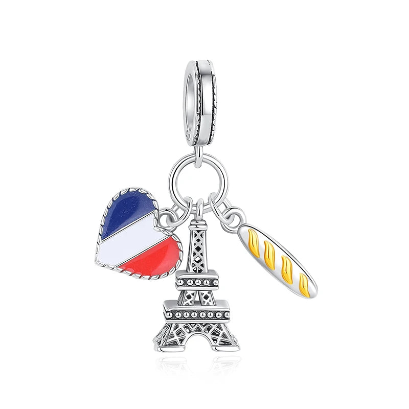 Original 925 Sterling Silver Charms Love Travel London Bus Suitcase Paris Beads Fit Brand Bracelets Necklaces Women DIY Jewelry