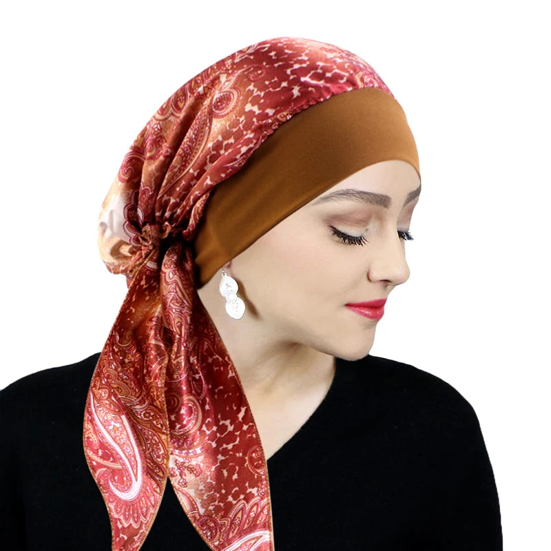 Headscarf Women Elastic Muslim Female Turban Cancer Chemo Hat Hair Loss Cover Head Wrap Headwear Stretch Bandana