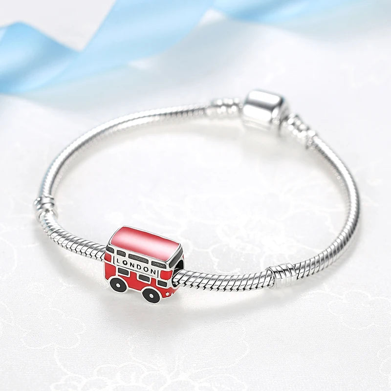 Original 925 Sterling Silver Charms Love Travel London Bus Suitcase Paris Beads Fit Brand Bracelets Necklaces Women DIY Jewelry