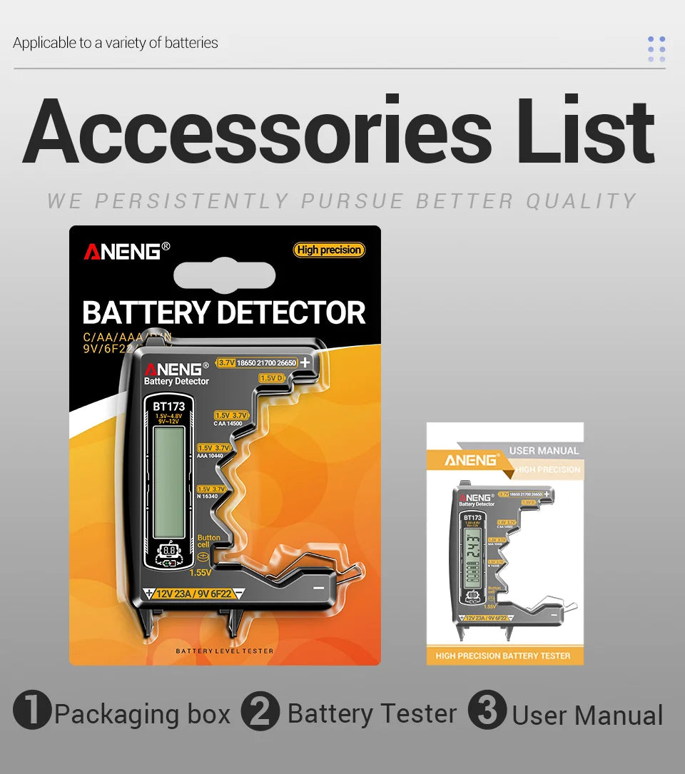 ANENG BT173 Universal Digital Battery Tester