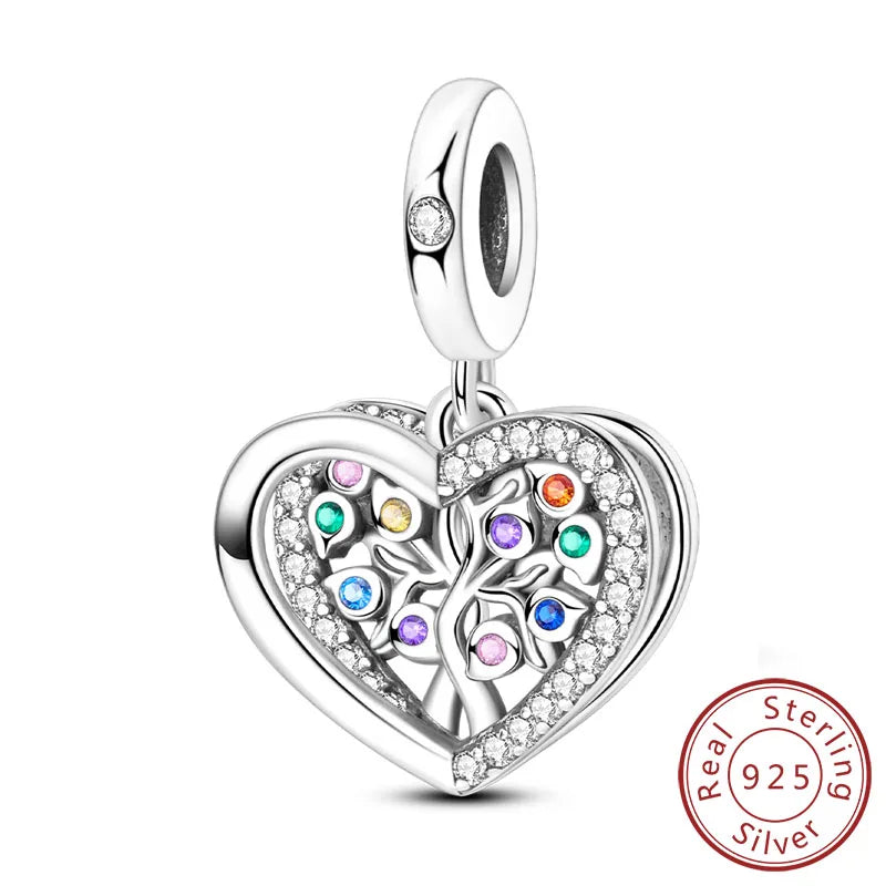925 Sterling Silve Charms Beads Forever Love Heart Sister Family Life Charms Dangle For Bracelet Woman Jewelry Gifts