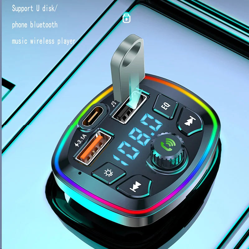 Car Bluetooth 5.0 FM Transmitter – Wireless Adapter with Dual USB Fast Charger
