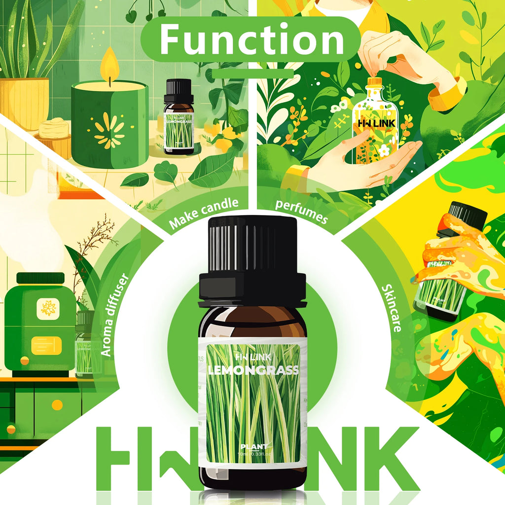 Lemongrass Essential Oils Citronella Essential Oil A Must-Have for Outdoor Hiking in Summer 10ml For Aromatherapy Diffusers