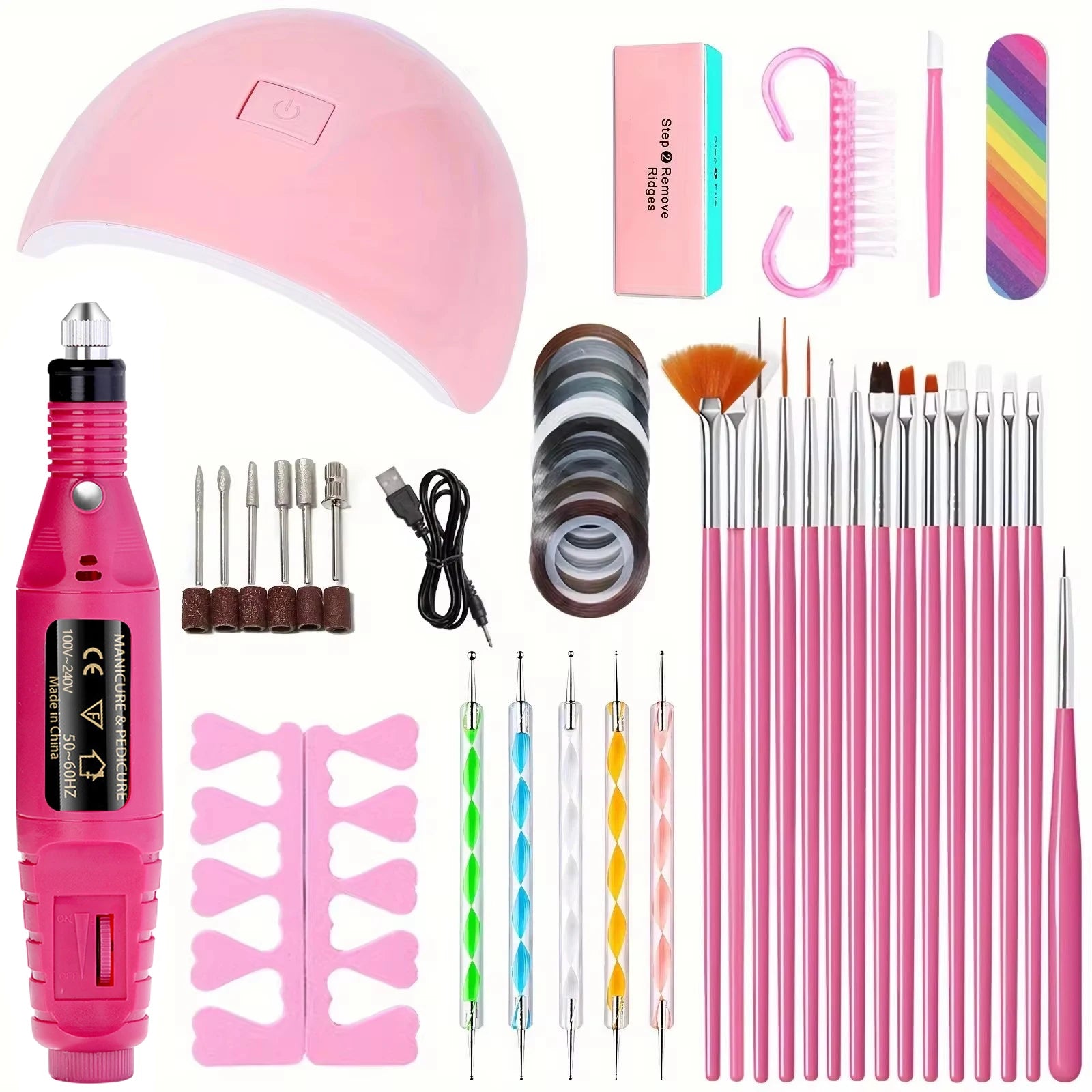 LINMANDA Acrylic Nail Starter Kit with UV/LED Lamp & Electric Drill