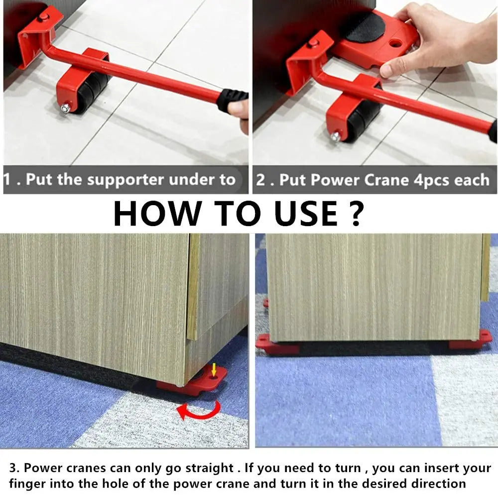 Professional Furniture Mover Tool Set Heavy Stuffs Transport Lifter Wheeled Mover Roller with Wheel Bar Moving Hand Device