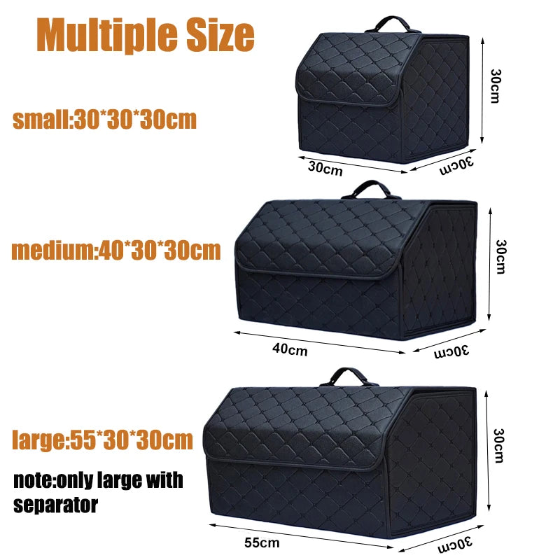 Large Capacity Car Trunk Organizer – Foldable Leather Storage Box for Emergency & Everyday Use