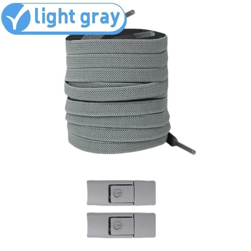 Widened Flat No-Tie Elastic Shoelaces with Press Lock