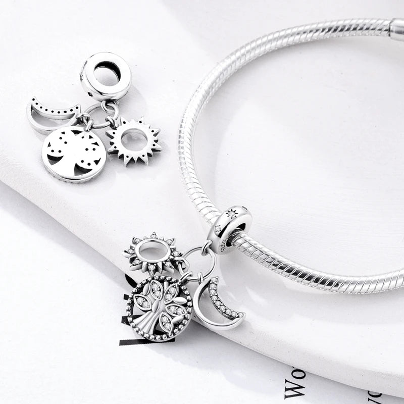 925 Sterling Silve Charms Beads Forever Love Heart Sister Family Life Charms Dangle For Bracelet Woman Jewelry Gifts