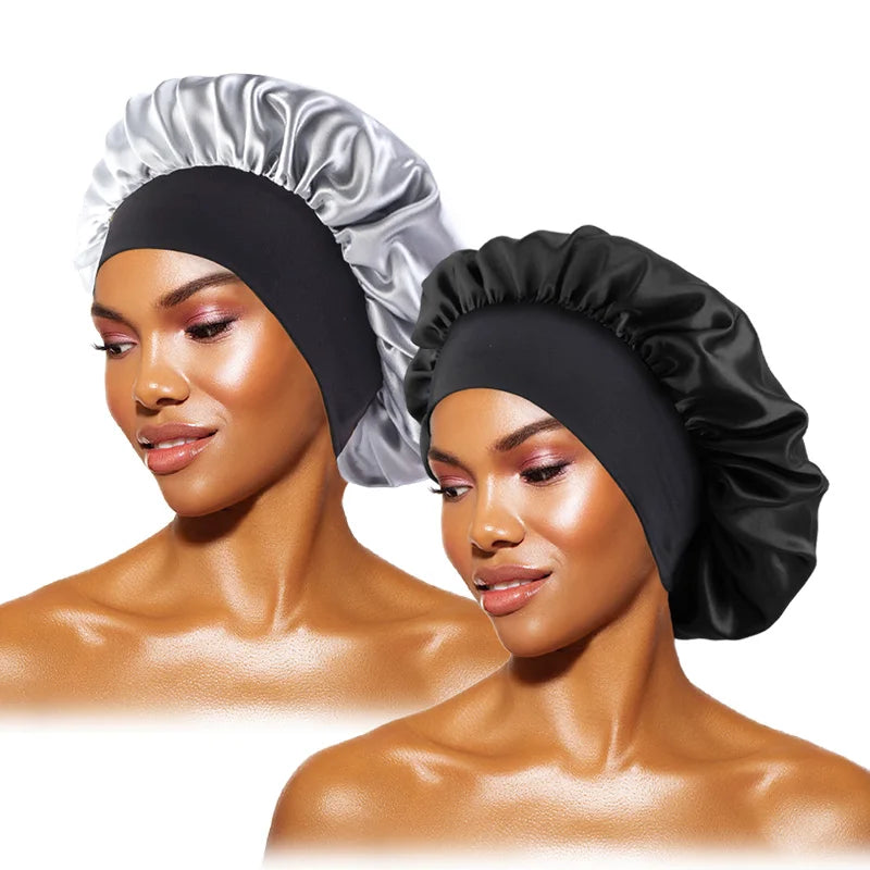 Wide-Brimmed Satin Sleep Bonnet – Hair Care Night Cap