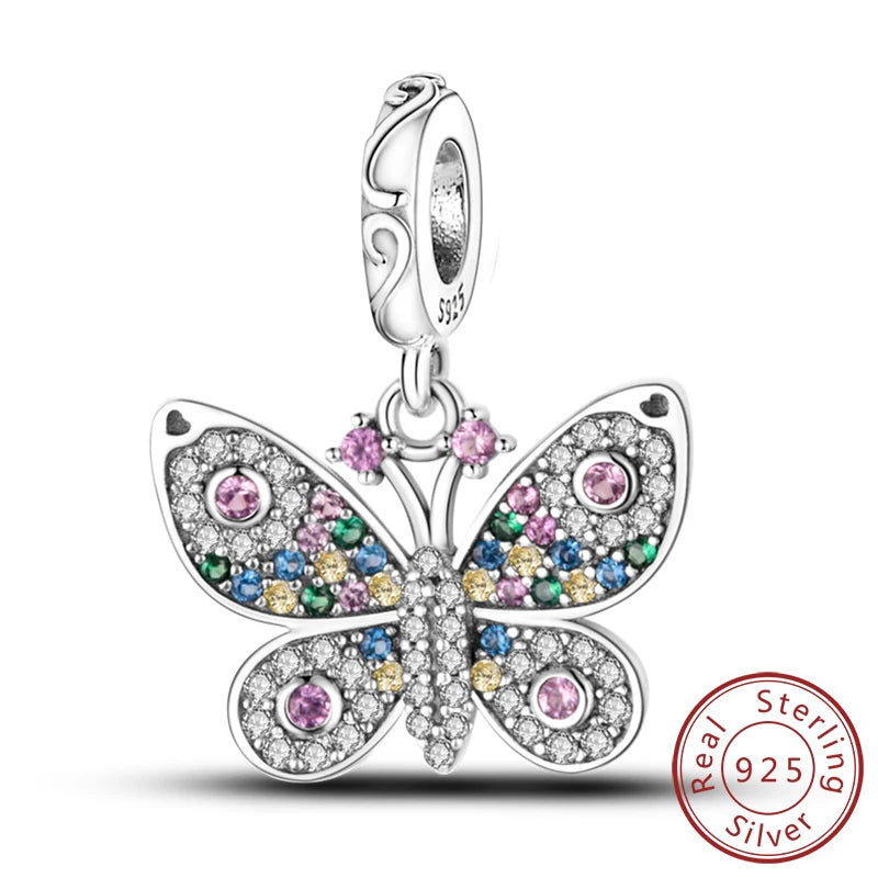 925 Sterling Silver Glow-in-the-Dark Firefly & Butterfly Charm