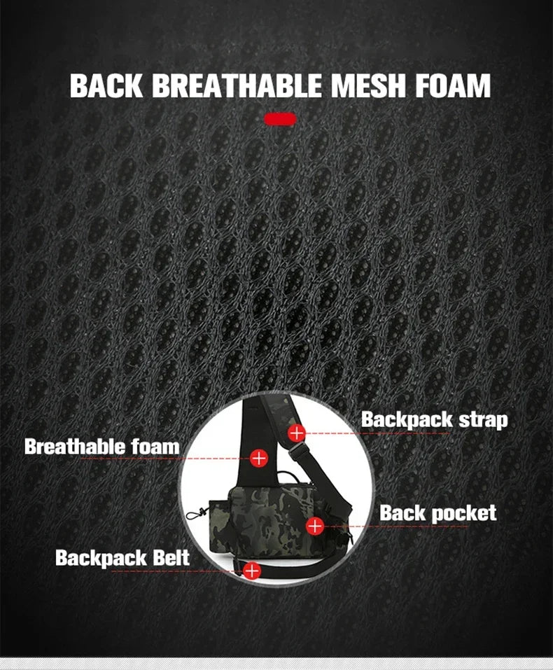 Large Capacity Fishing Gear Bag With bait box One Shoulder / Waist Bag / Crossbody Three-in-One Fishing Rod Storage Bag