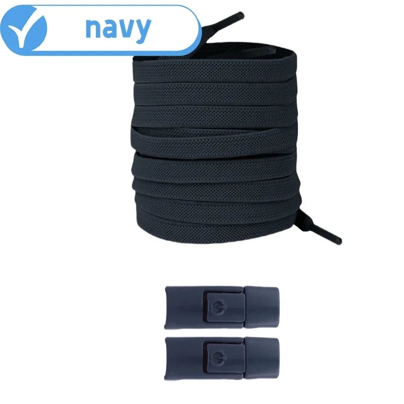 Widened Flat No-Tie Elastic Shoelaces with Press Lock