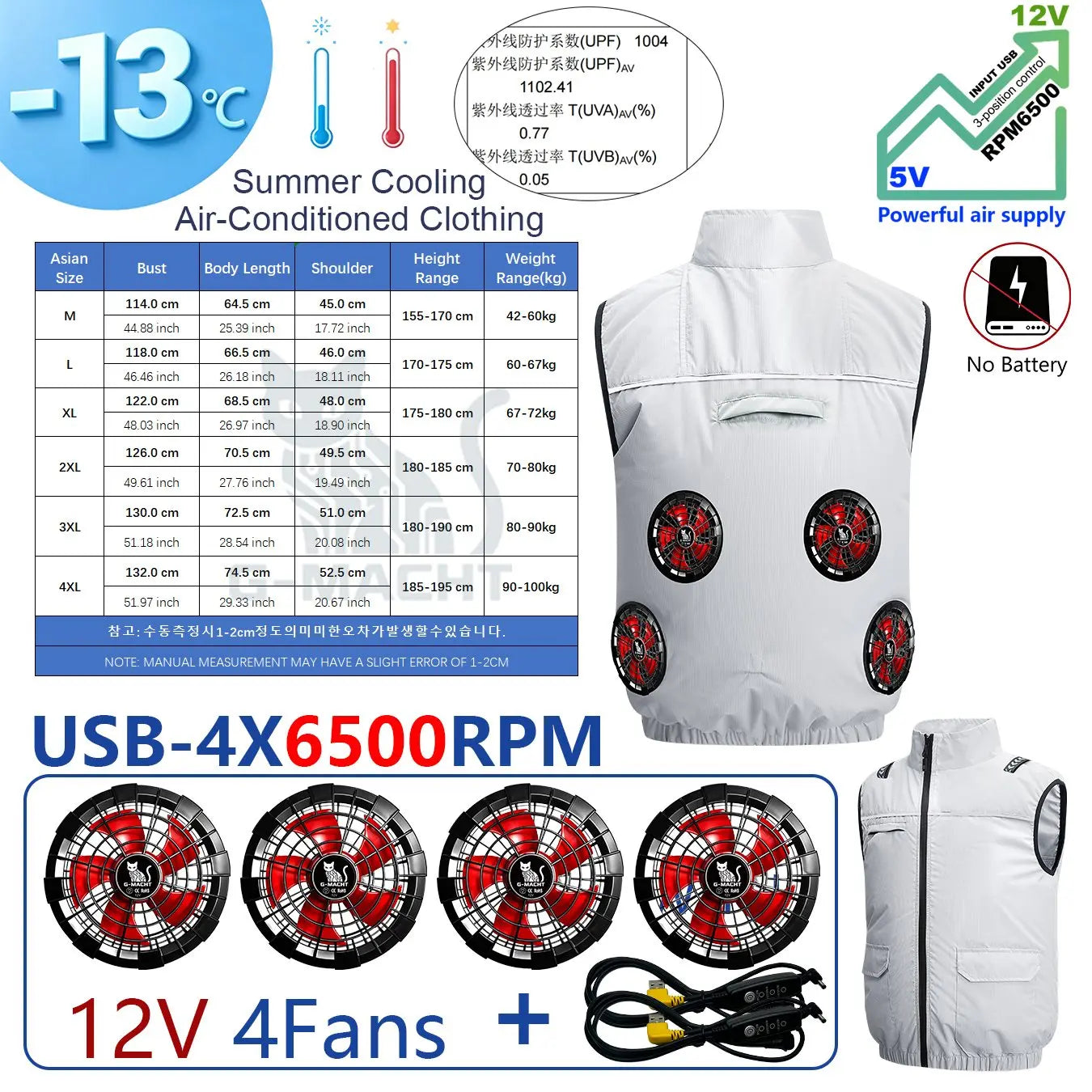 4-Fan USB Cooling Vest – Breathable Summer Workwear for Men & Women
