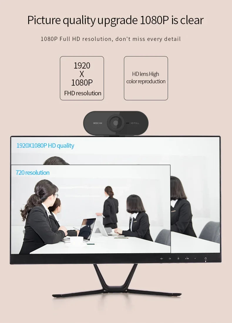 Mini Web Camera PC Full HD With Microphone USB Plug Support Laptop Desktop Suitable For Video Calls Conference Live Work