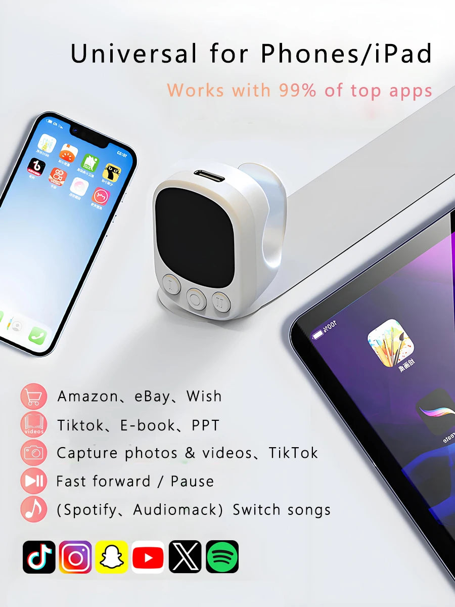 Mouse Ring Remote Control with Touchpad,Smart Automatic Screen Clicker Device，Continuous Clicker，Scrolling Ring Remote Control S