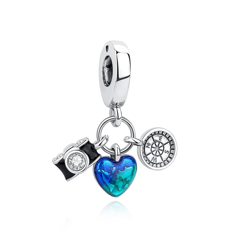 Original 925 Sterling Silver Charms Love Travel London Bus Suitcase Paris Beads Fit Brand Bracelets Necklaces Women DIY Jewelry
