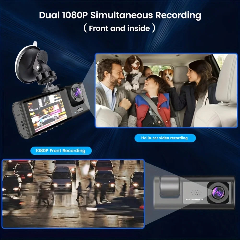1080P Dual Dash Cam – Front & Interior Car Camera with Night Vision & Loop Recording