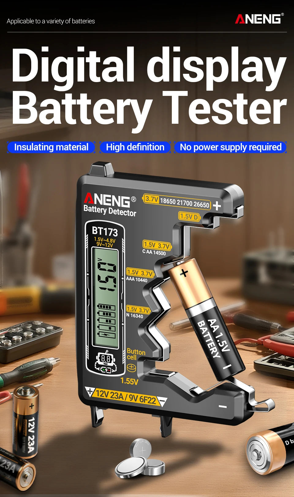 ANENG BT173 Universal Digital Battery Tester
