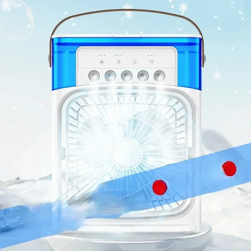 3-in-1 Portable Mini Air Cooler Fan – Desktop Humidifier & LED Night Light, USB Powered