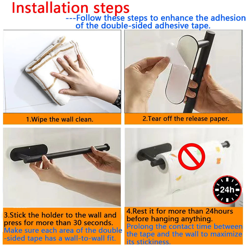 Kitchen Paper Towel Holder Adhesive Tissue Hanger Toilet Roll Paper Dispenser Cabinet Storage Napkin Rack Bathroom Accessories