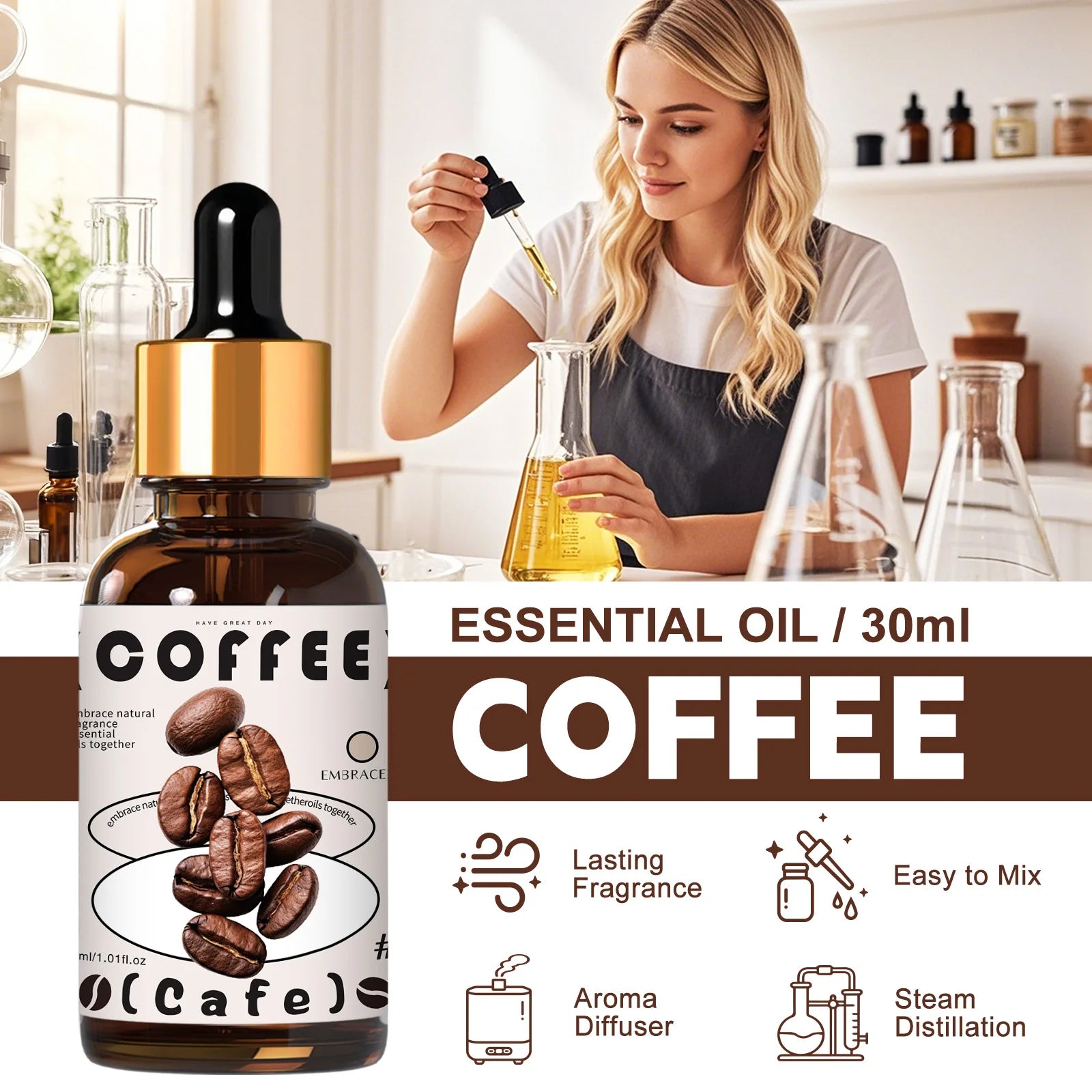 30ml Coffee Essential Oil  For Diffusers Candles Making Gift To Friends Sweet Scent Aromatherapy