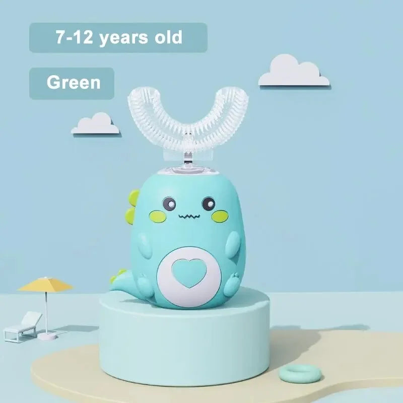 Food Grade Silicone U-Shaped Kids Electric Toothbrush 360° Automatic Cleaning USB Charging Smart Oral Care Children Toothbrush