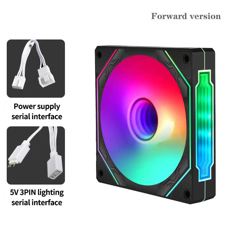 Computer Chassis Fan 120mm 5V 3PIN ARGB 4 Pin PWM Quiet Cooling Fan 12V Large Air Volume 45.2CFM/600-1500RPM