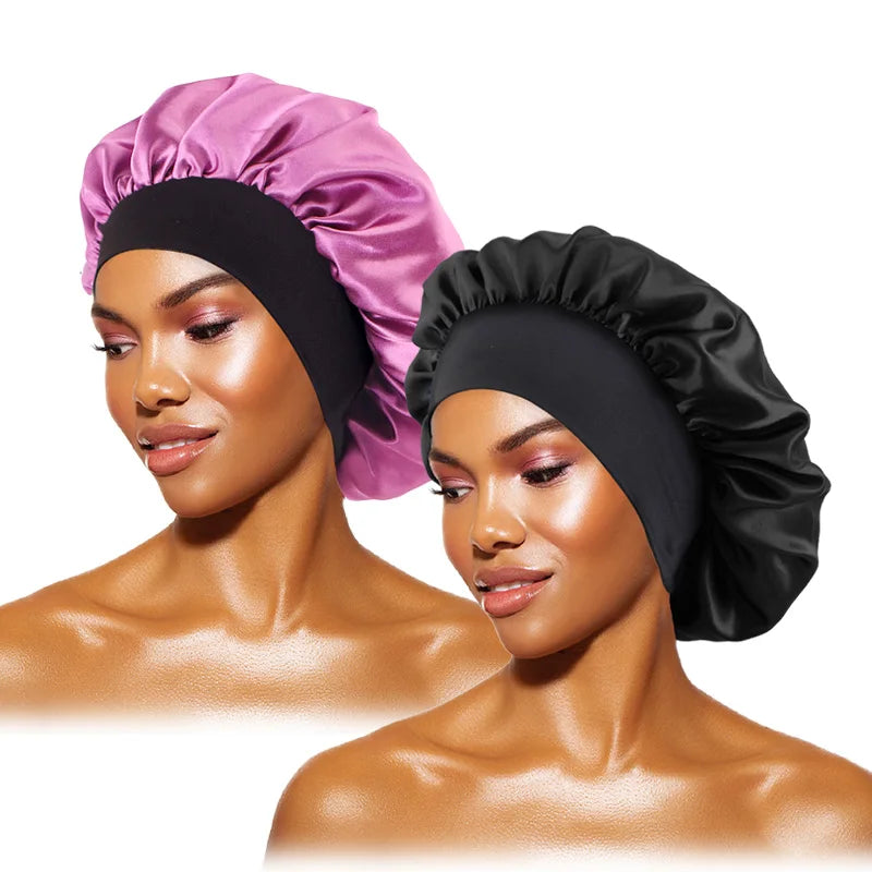 Wide-Brimmed Satin Sleep Bonnet – Hair Care Night Cap