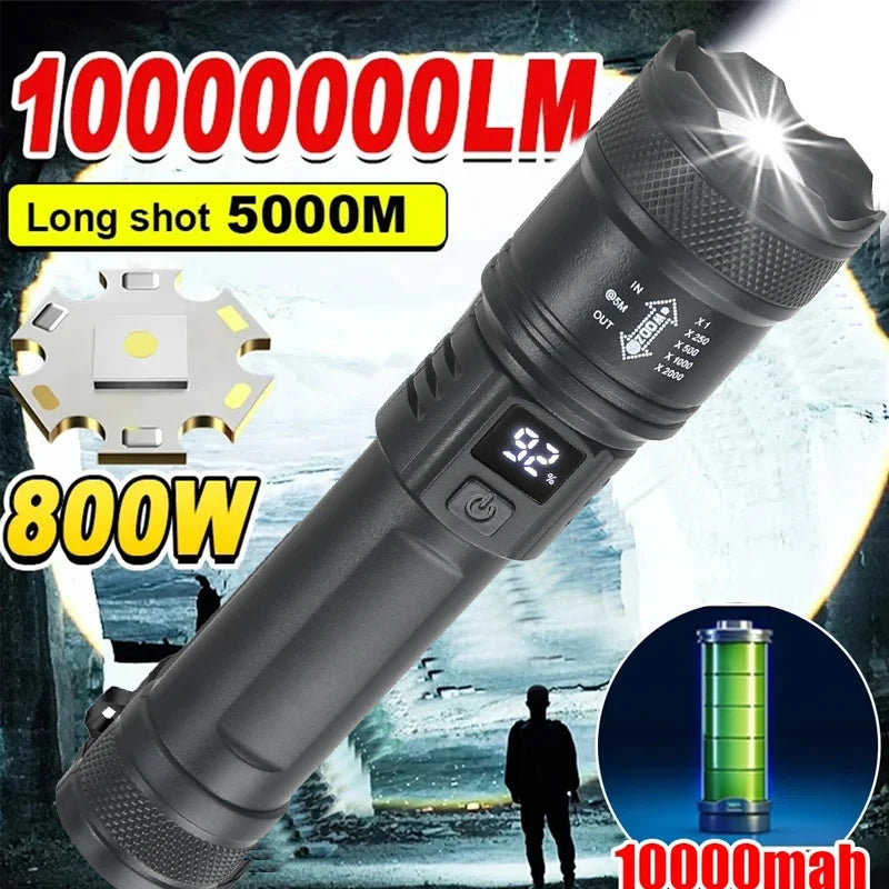 High-Power 2000LM Tactical LED Flashlight with Digital Display