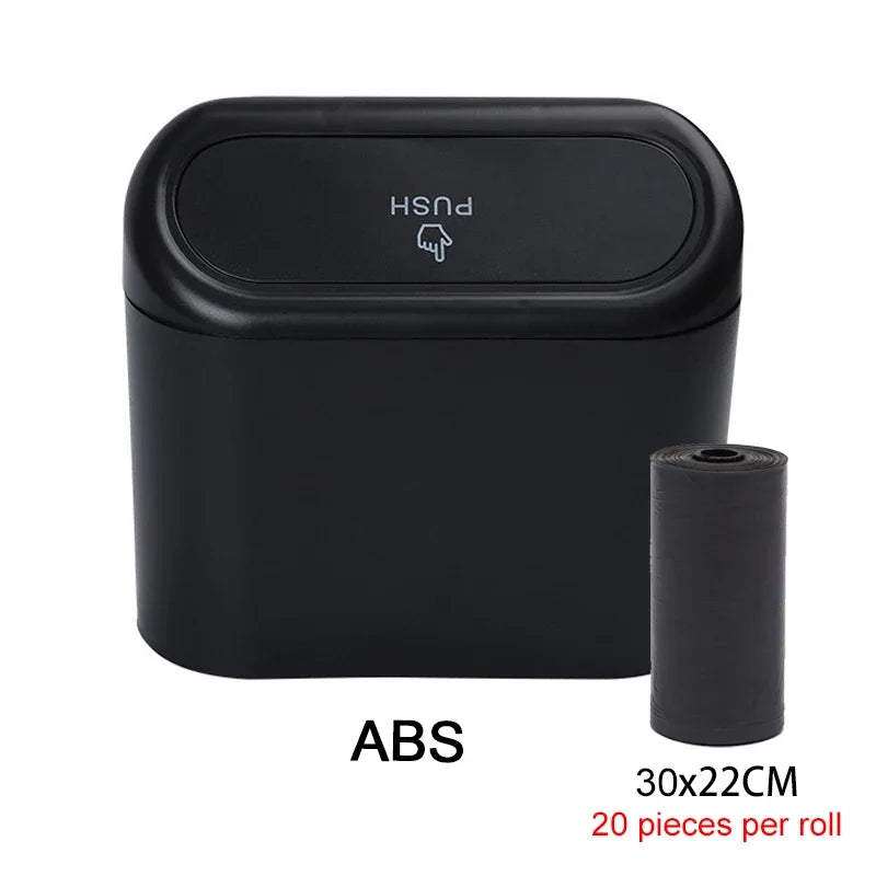 Leak-Proof Mini Car Trash Can with Lid & Refill Bags