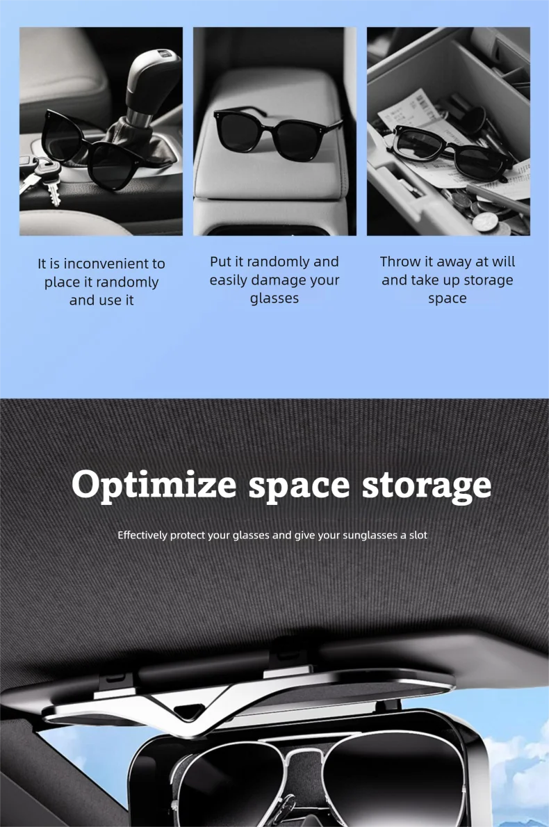 Multifunction Car Glasses Box Portable Car Sunglasses Holder Car Driving Glasses Holder Eyeglass Case Sun Visor Glasses Storage