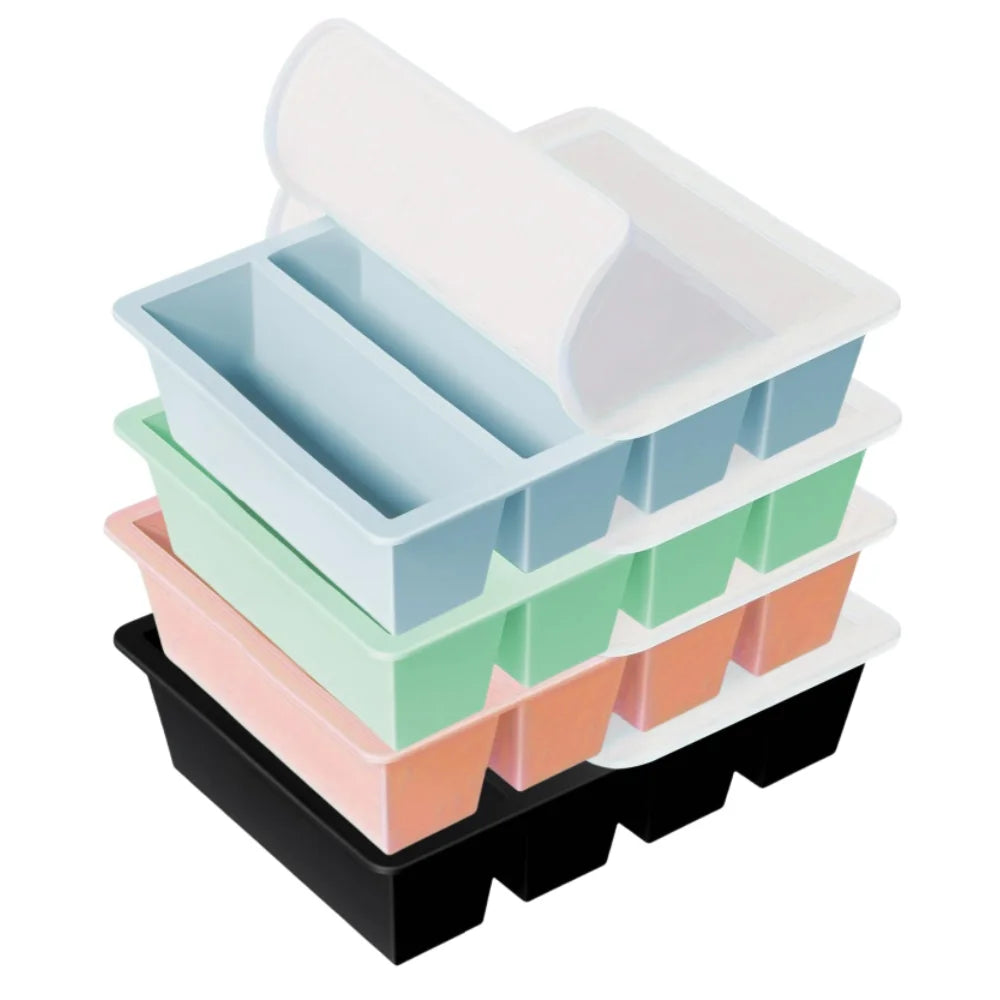 1/4 pcs Large Rectangular Ice Cube Mold Set with Lid Stackable Freezer Trays for Bottles Beverages Long Cubes Mould Kitchen Items