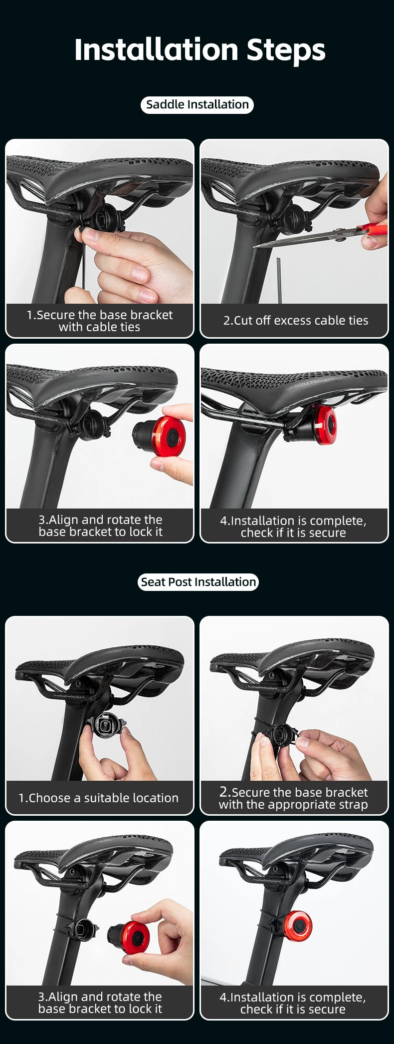 Smart Bike Tail Light Bicycle Rear Lights IPX6 Waterproof Bike Lights for Night Riding with Type C Rechargeable