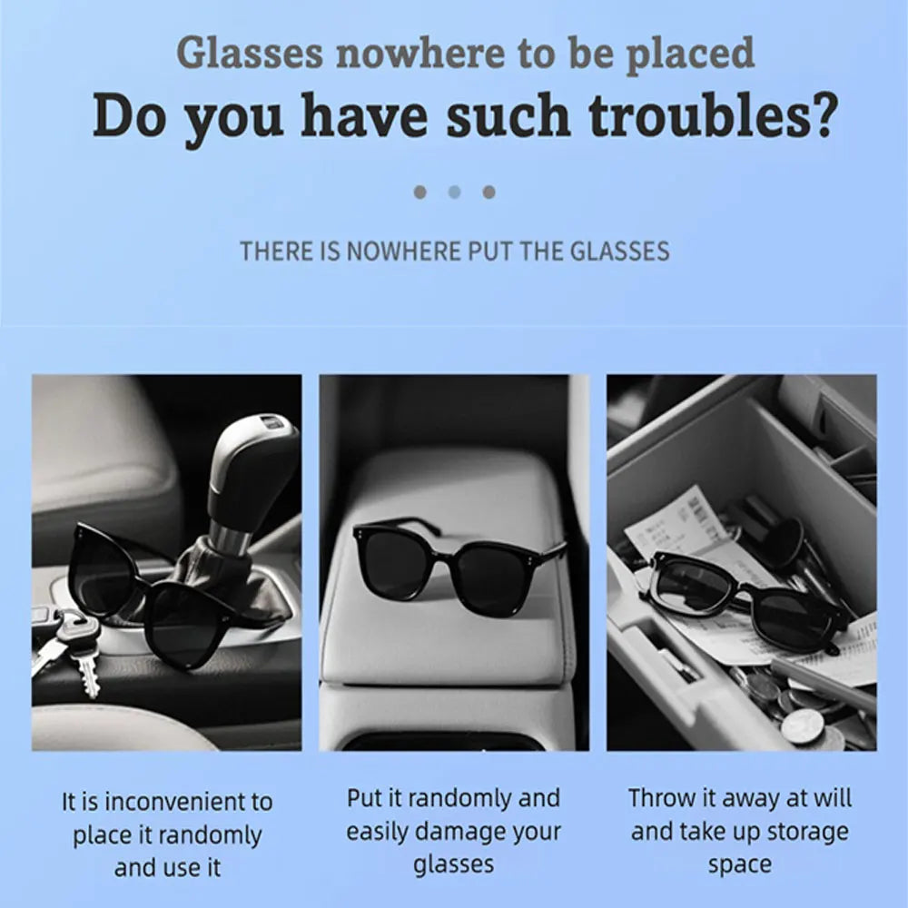 Multifunction Car Glasses Box Portable Car Sunglasses Holder Car Driving Glasses Holder Eyeglass Case Sun Visor Glasses Storage