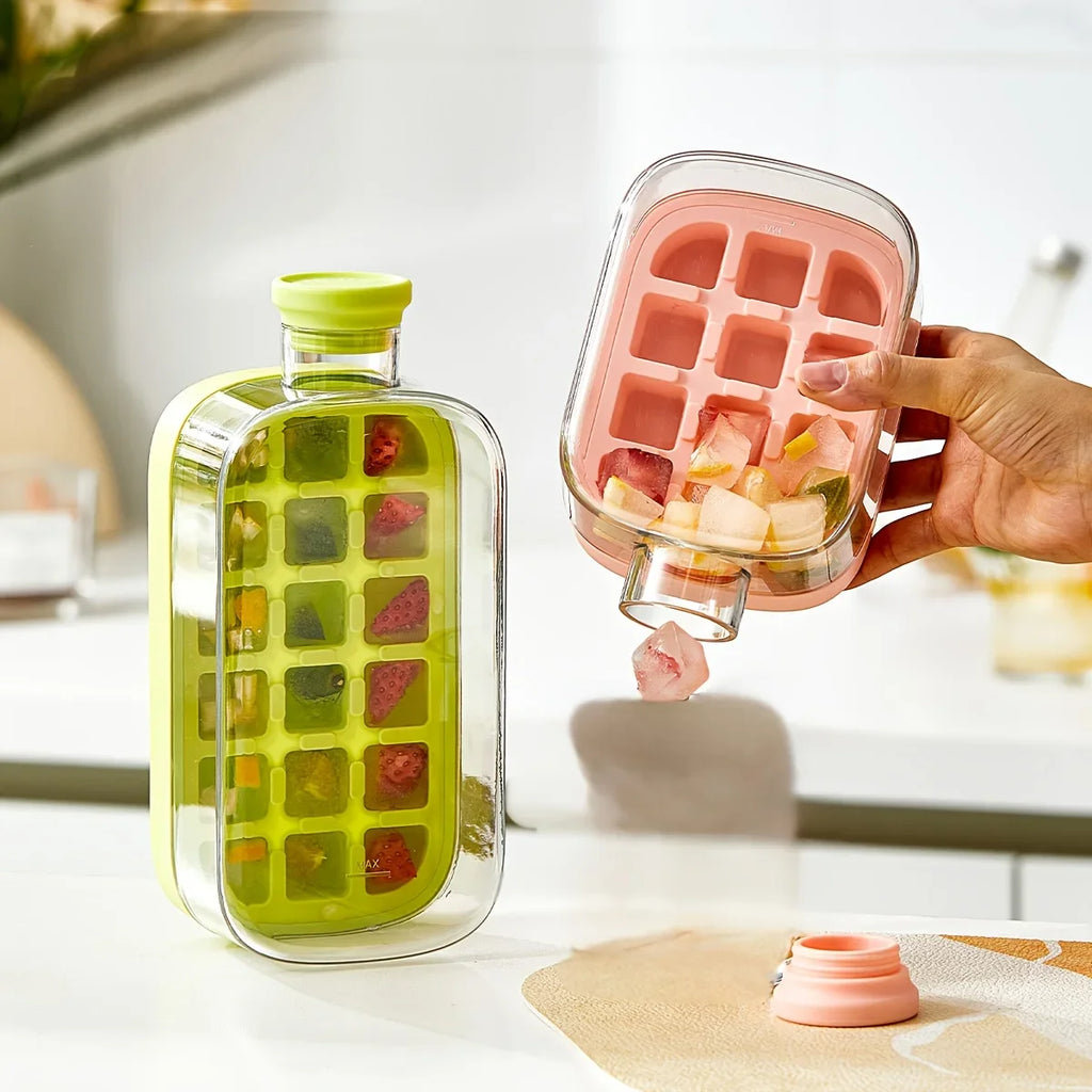 Ice Cube Mold Tray Press Ice Bottle Cup Kettle with Straw Whiskey Ice Cream Water Bottle