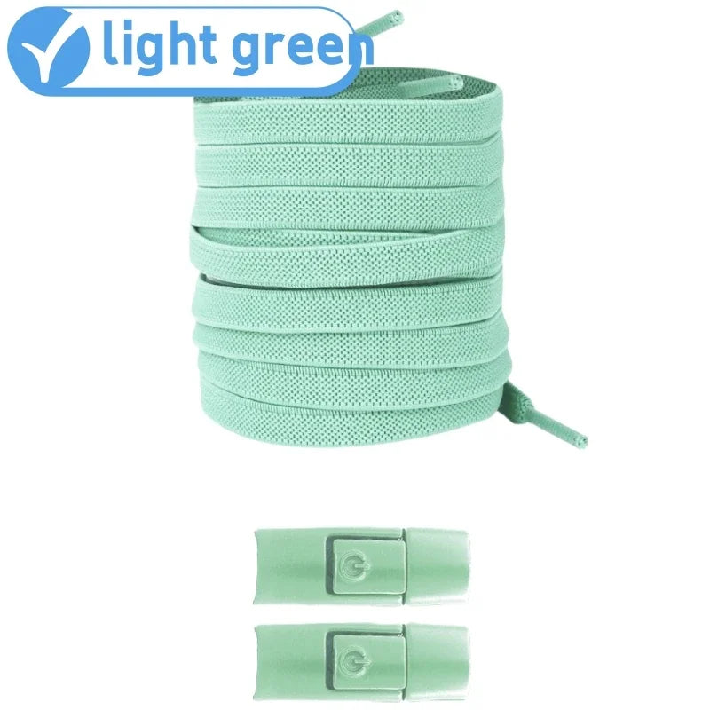 Widened Flat No-Tie Elastic Shoelaces with Press Lock