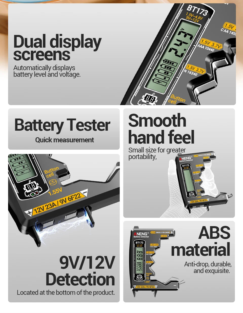 ANENG BT173 Universal Digital Battery Tester