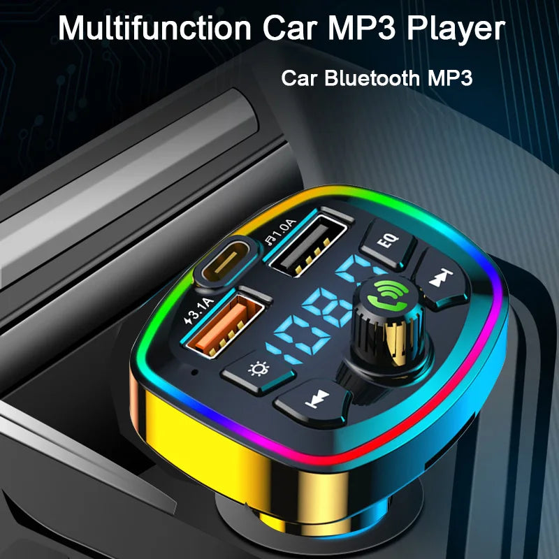 Car Bluetooth 5.0 FM Transmitter – Wireless Adapter with Dual USB Fast Charger