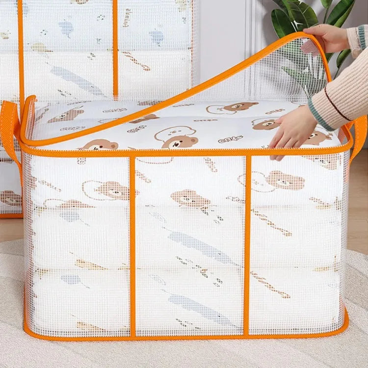 Plastic Transparent Clothes Blanket Quilt Organizer Storage Bag With Zipper Foldable Luggage Moving Packing Pouch