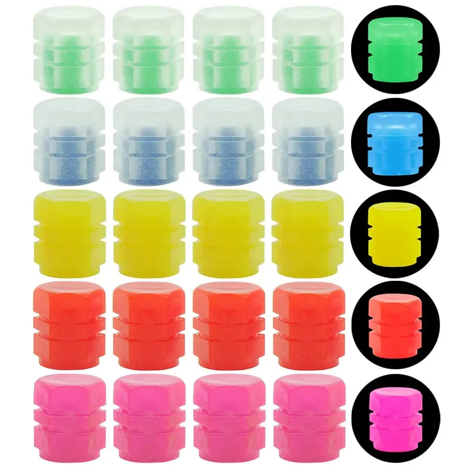 Fluorescent Night-Glowing Car & Bike Tire Valve Caps