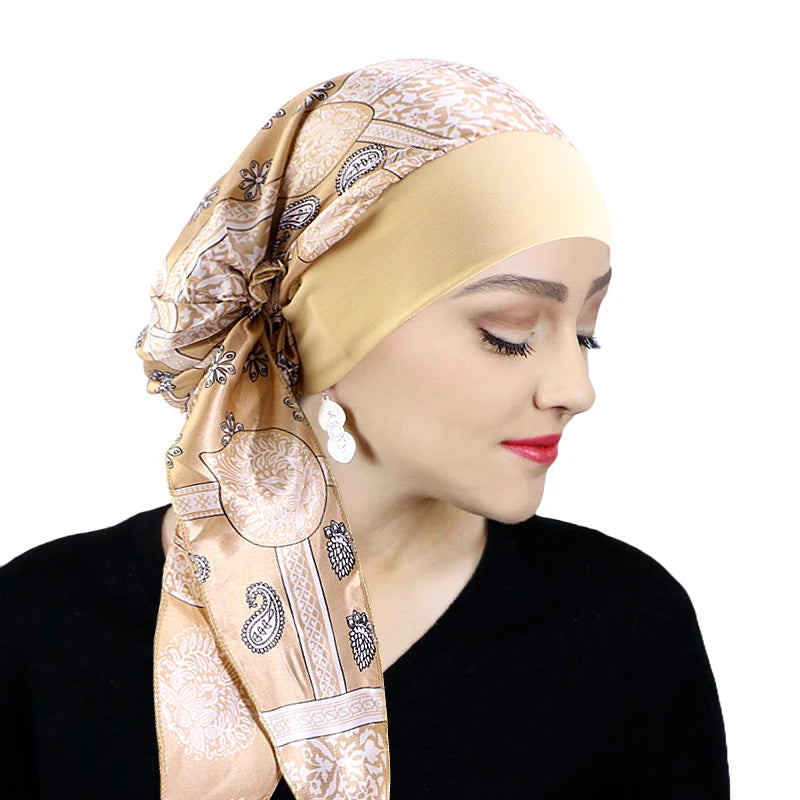 Headscarf Women Elastic Muslim Female Turban Cancer Chemo Hat Hair Loss Cover Head Wrap Headwear Stretch Bandana