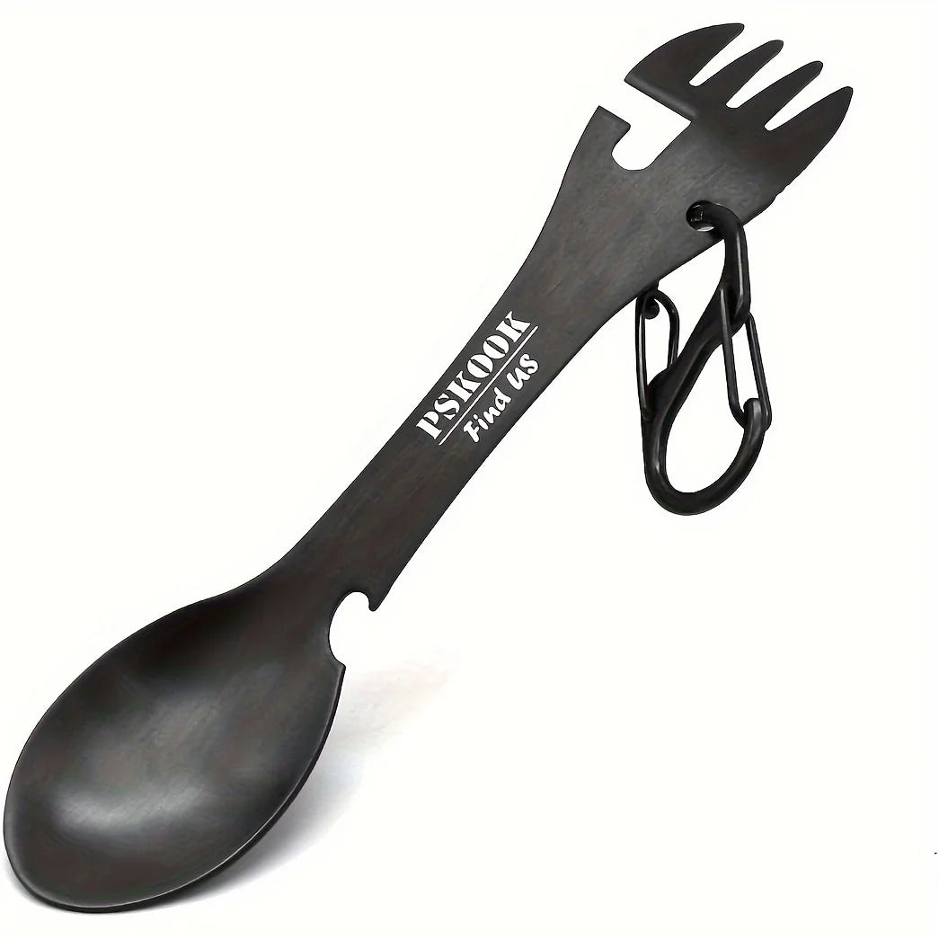 Outdoor Survival Tools 5 in 1 Camping Multi-functional EDC Kit Practical Fork Knife Spoon Bottle/Can Opener