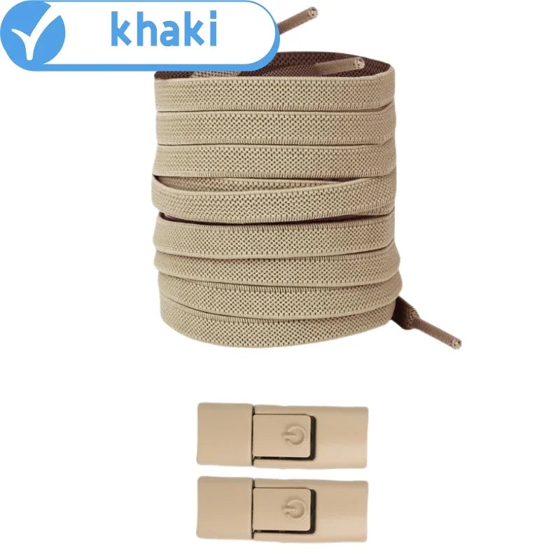 Widened Flat No-Tie Elastic Shoelaces with Press Lock