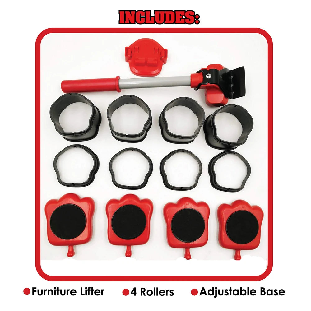 Professional Furniture Mover Tool Set Heavy Stuffs Transport Lifter Wheeled Mover Roller with Wheel Bar Moving Hand Device