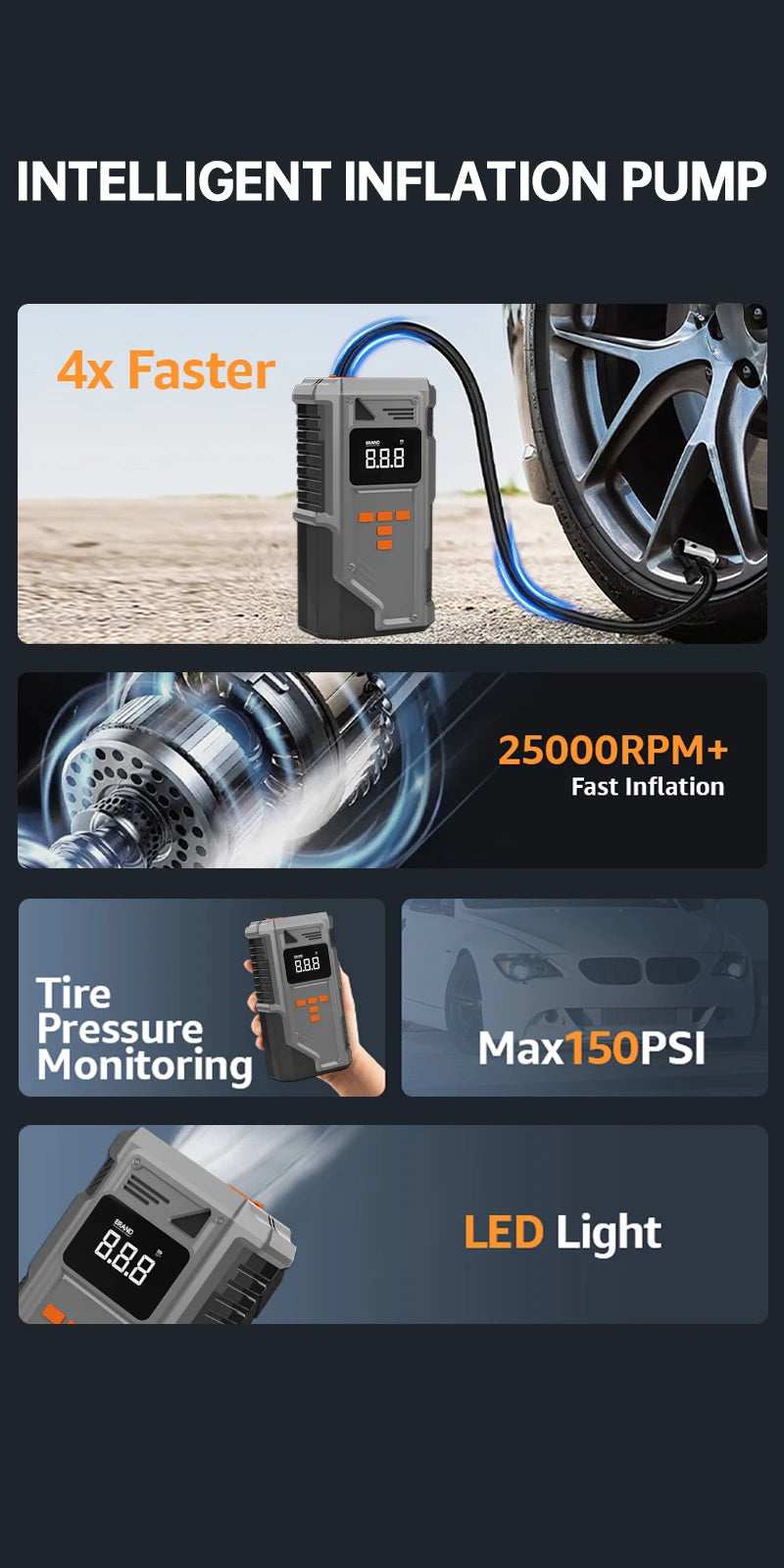 All-in-One Car Jump Starter & Tire Inflator – 12V Emergency Power Bank, -40°C Rated
