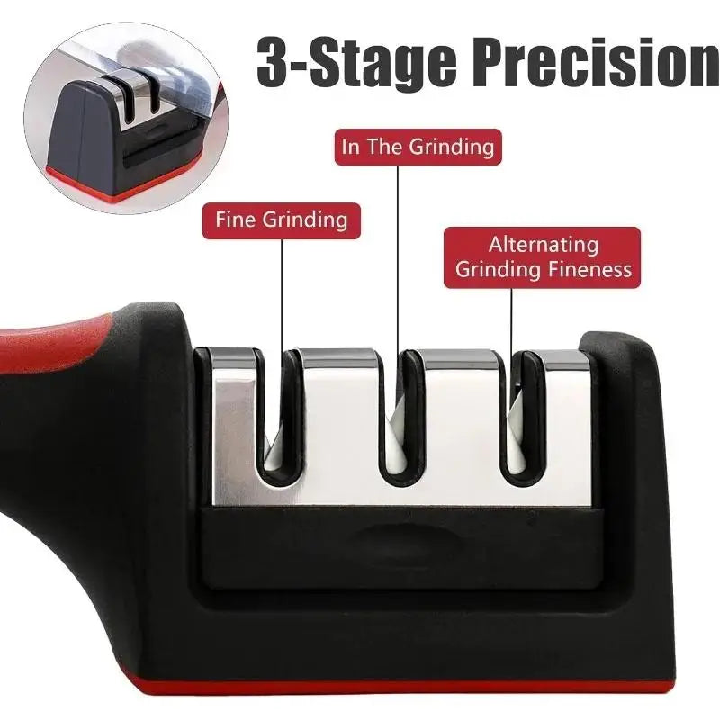 3-Stage Stainless Steel Kitchen Knife Sharpener