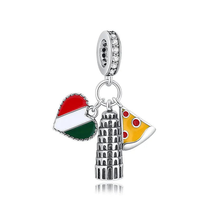 Original 925 Sterling Silver Charms Love Travel London Bus Suitcase Paris Beads Fit Brand Bracelets Necklaces Women DIY Jewelry