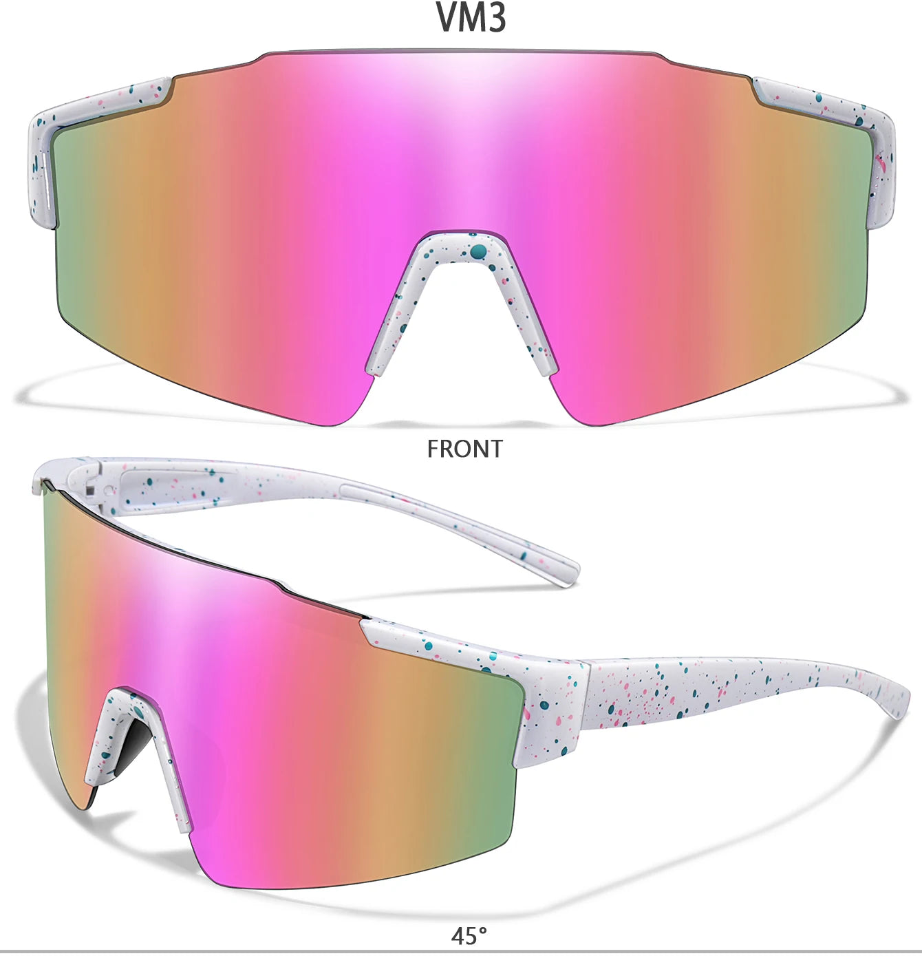 3 Pairs Fishing Sunglasses Sports Men Women Bike Glasses Cycling Mtb Bicycle Eyewear Large Windproof Goggles UV400