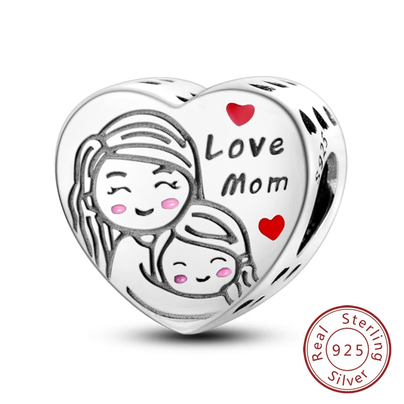 925 Sterling Silve Charms Beads Forever Love Heart Sister Family Life Charms Dangle For Bracelet Woman Jewelry Gifts