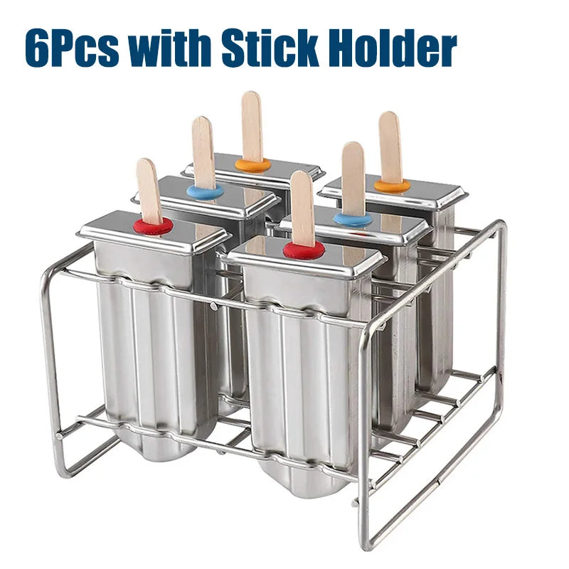 Stainless Steel Popsicle Mold Rack Ice Lolly Mold Frozen Lolly Popsicle Maker Homemade Ice Cream Mold with Popsicle Holder